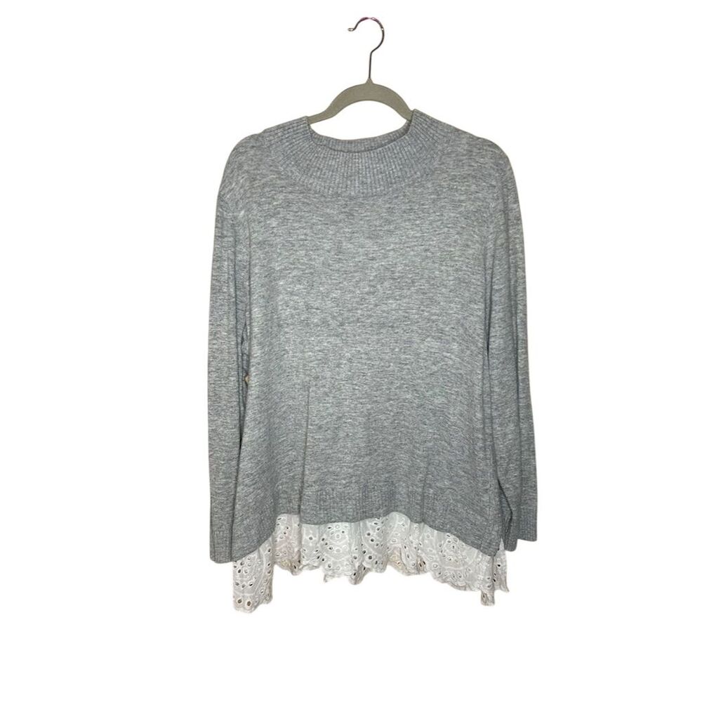 Talbots Women's Plus 2x Gray Pullover Sweater Wit… - image 1